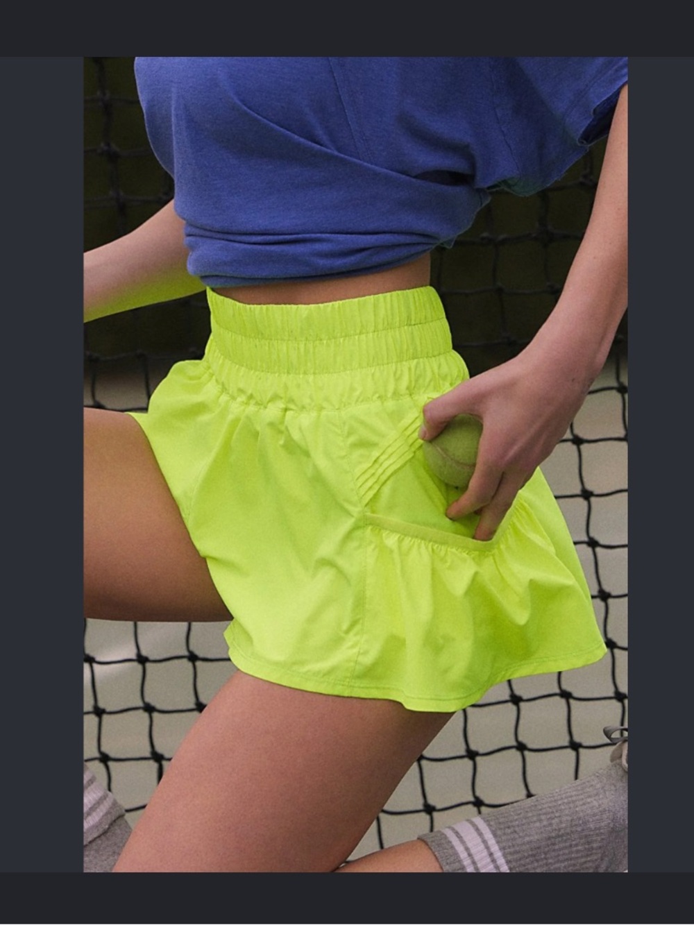 Free People Get Your Flirt On Neon Yellow Athletic Shorts